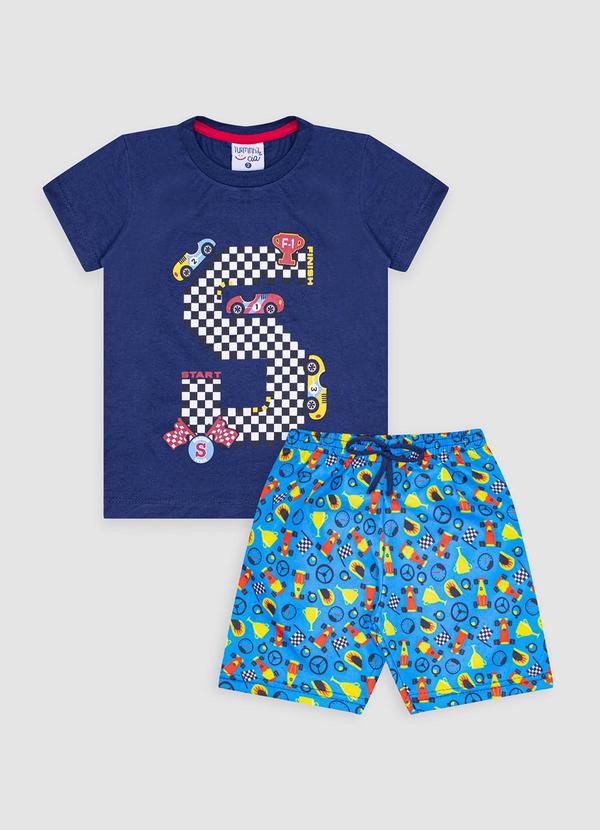 Conjunto Infantil Meia Malha/Tactel Azul