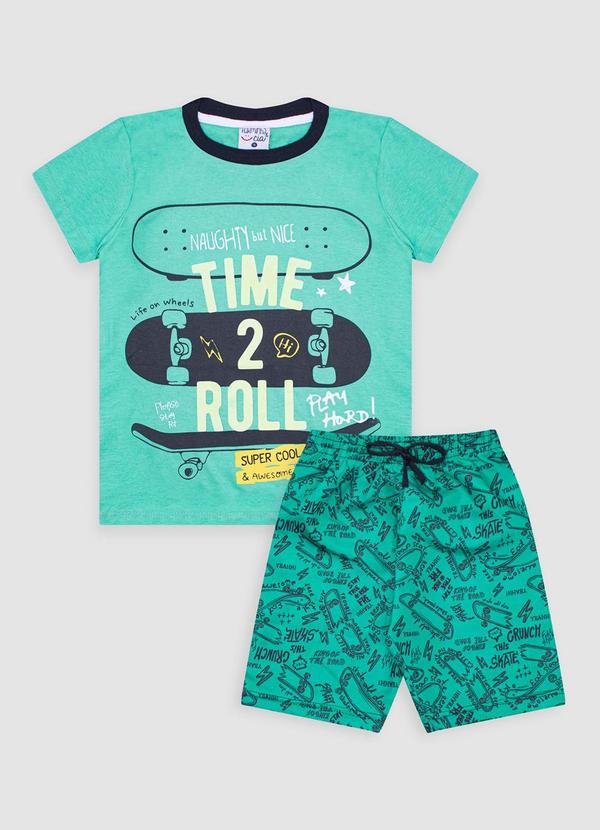 Vista 2 Conjunto Infantil Meia Malha/Tactel Verde Turminha Turminha