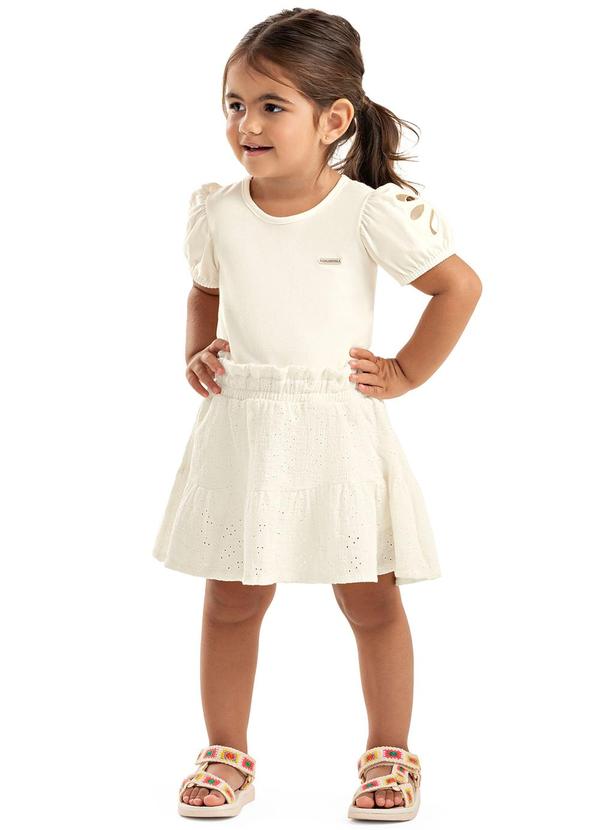 Conjunto Infantil Menina Bordado Vazado Bege