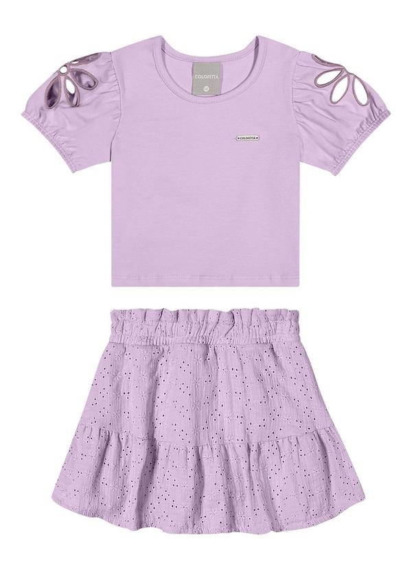 Conjunto Infantil Menina Bordado Vazado Lilás