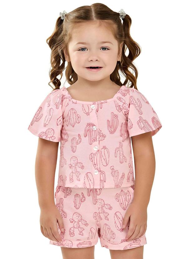 Vista 2 Conjunto Infantil Menina Cactos Rosa Elian Elian