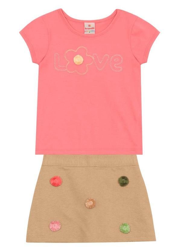 Conjunto Infantil Menina com Flores Rosa