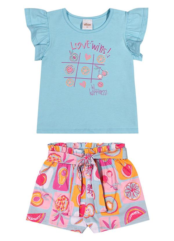Conjunto Infantil Menina Cotton Frutinhas Azul