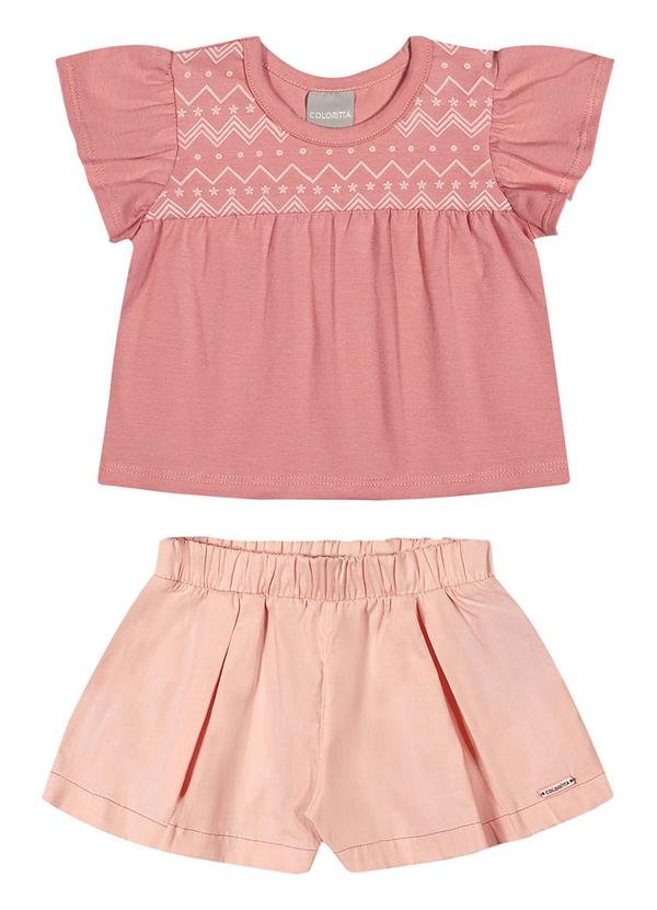 Vista 2 Conjunto Infantil Menina Curto Rosa Colorittá Colorittá