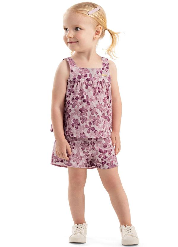 Vista 2 Conjunto Infantil Menina Floral Alças Rosa Colorittá Colorittá