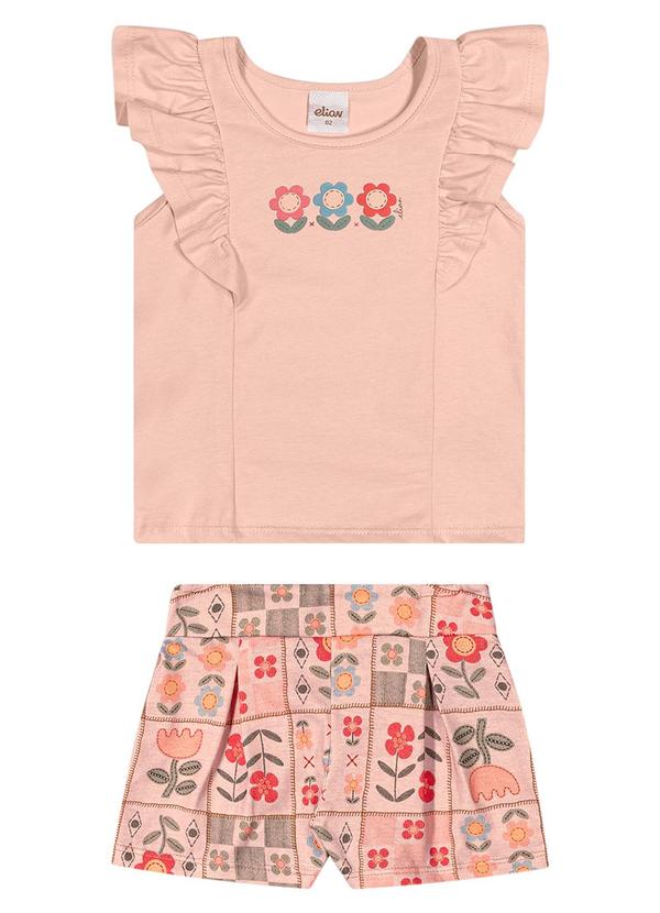 Vista 2 Conjunto Infantil Menina Floral Babados Rosa Elian Elian