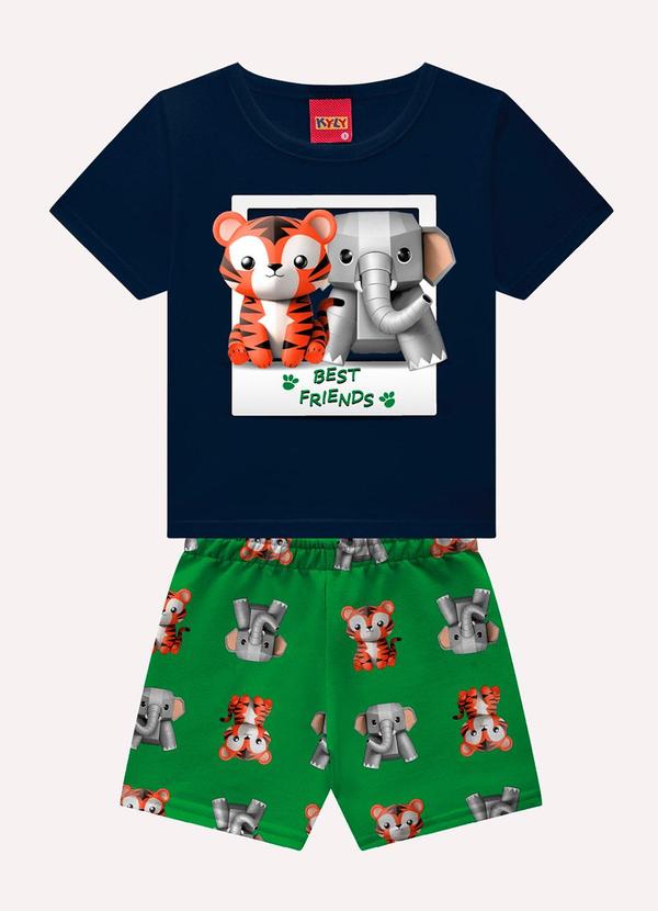 Conjunto Infantil Menino Animais Azul Marinho