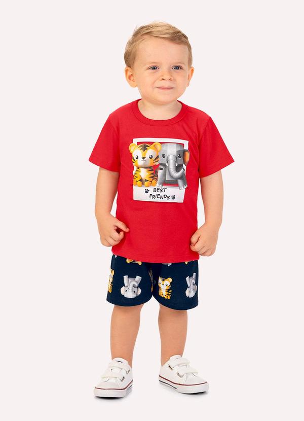 Conjunto Infantil Menino Animais Vermelho