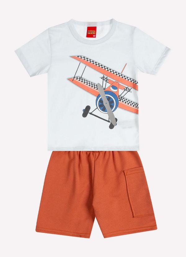 Vista 2 Conjunto Infantil Menino Avião Branco Kyly Kyly