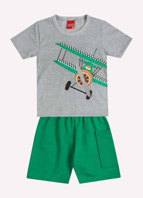 Conjunto Infantil Menino Avião Cinza