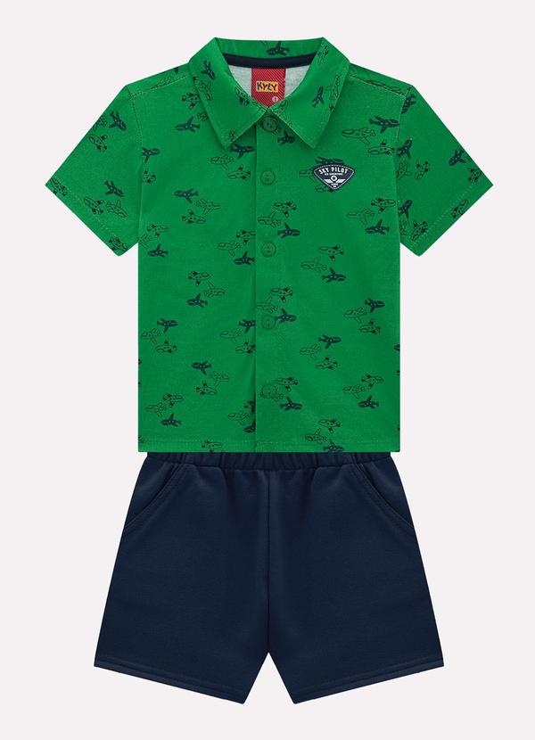 Conjunto Infantil Menino Aviões Verde