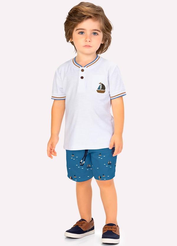 Vista 2 Conjunto Infantil Menino Barquinho Branco Milon Milon