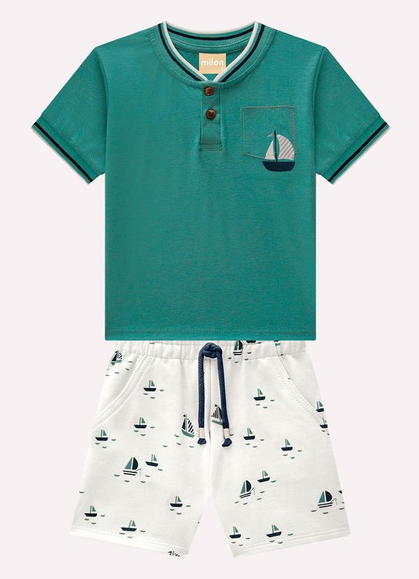 Vista 2 Conjunto Infantil Menino Barquinho Verde Milon Milon