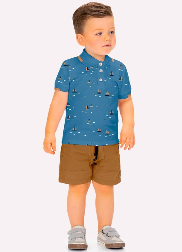 Vista 2 Conjunto Infantil Menino Barquinhos Azul Milon Milon