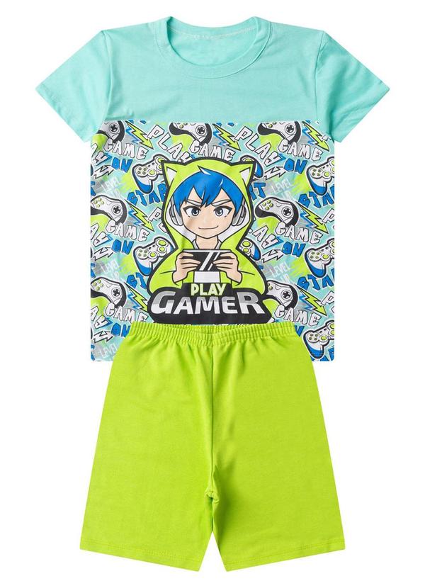 Vista 2 Conjunto Infantil Menino Básico Curto Azul Select Select