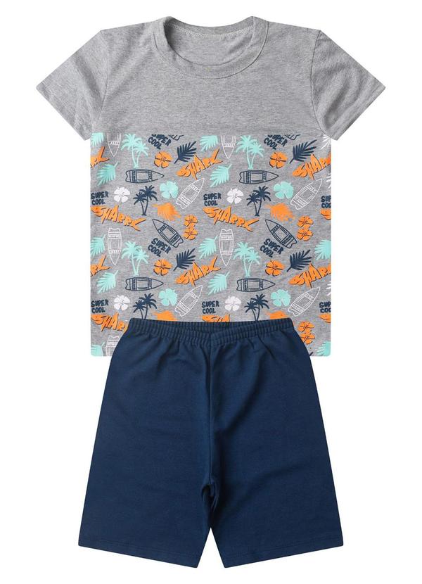 Vista 2 Conjunto Infantil Menino Básico Curto Cinza Select Select