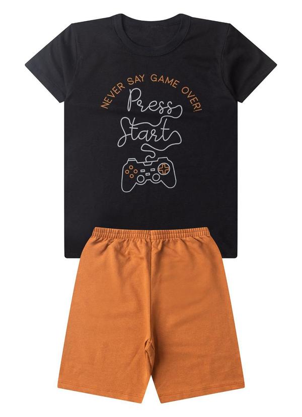 Vista 2 Conjunto Infantil Menino Básico Curto Preto Select Select