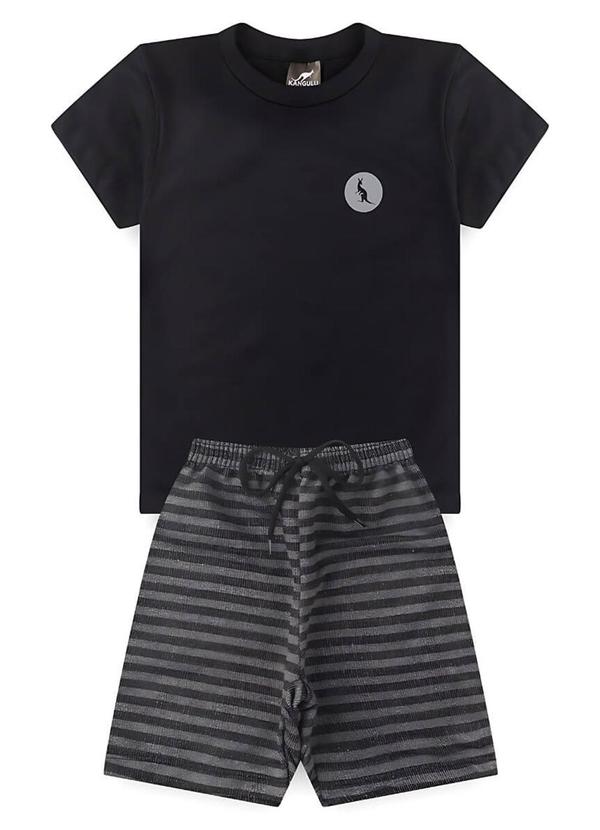 Vista 2 Conjunto Infantil Menino Básico Kangulu Preto Rosa Azul Rosa Azul