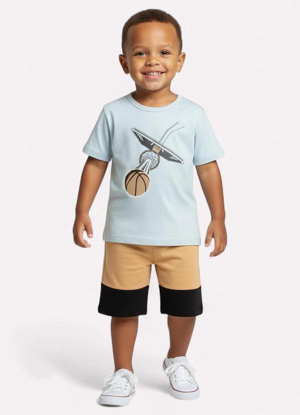 Vista 2 Conjunto Infantil Menino Basquete Azul Kyly Kyly