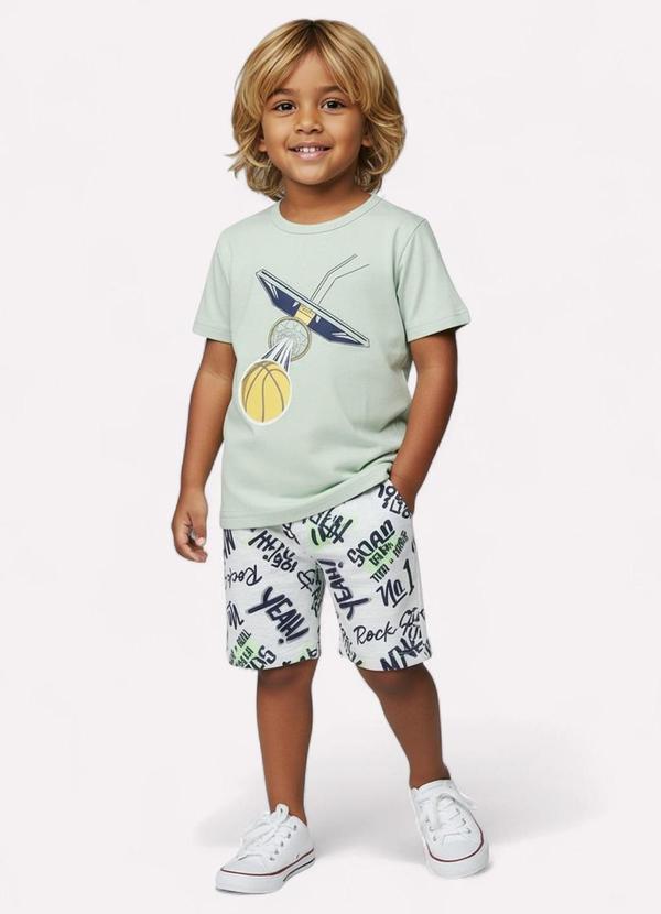 Vista 2 Conjunto Infantil Menino Basquete Verde Kyly Kyly