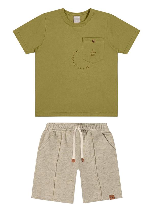 Conjunto Infantil Menino Bermuda Linho Verde