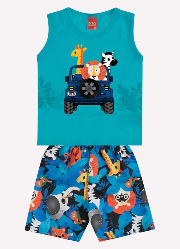 Vista 2 Conjunto Infantil Menino Bichinhos Azul Kyly Kyly