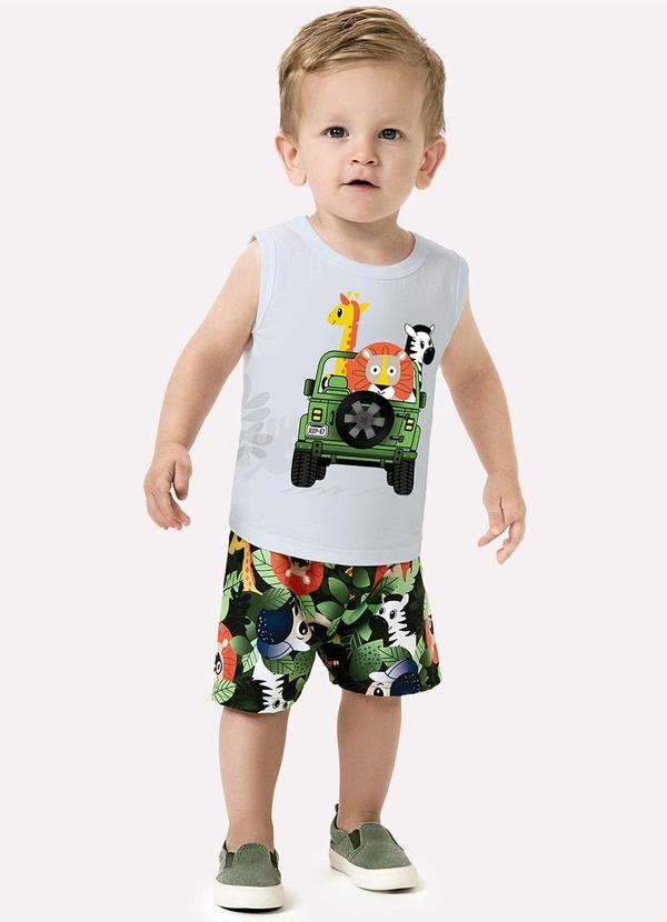 Vista 2 Conjunto Infantil Menino Bichinhos Branco Kyly Kyly