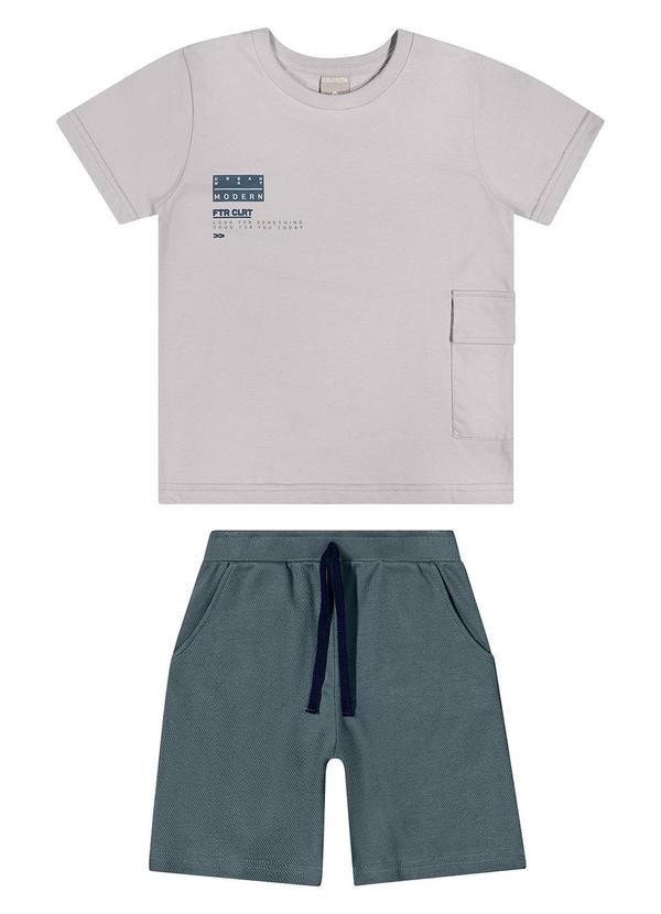 Conjunto Infantil Menino Bolso Lapela Cinza
