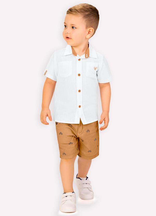 Vista 2 Conjunto Infantil Menino Bordado Branco Kyly Kyly