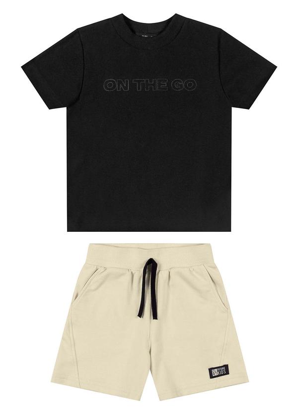Conjunto Infantil Menino Bordado Frontal Preto