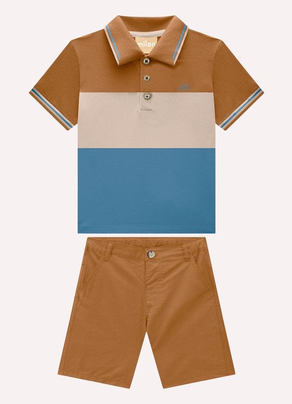 Conjunto Infantil Menino Bordado Marrom