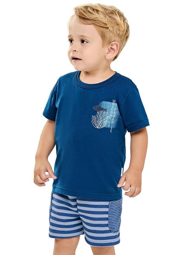 Vista 2 Conjunto Infantil Menino Bordado Peixe Azul Elian Elian