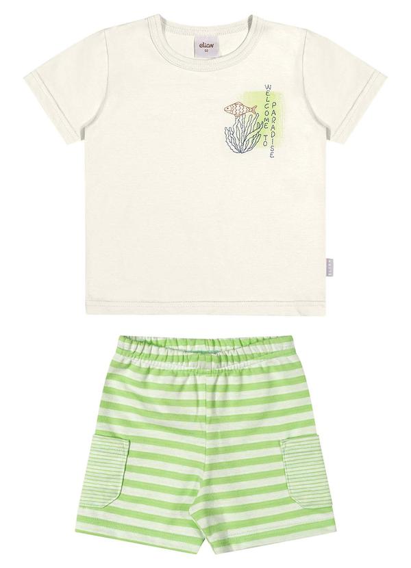 Vista 2 Conjunto Infantil Menino Bordado Peixe Bege Elian Elian