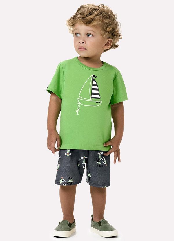 Conjunto Infantil Menino Bordado Verde
