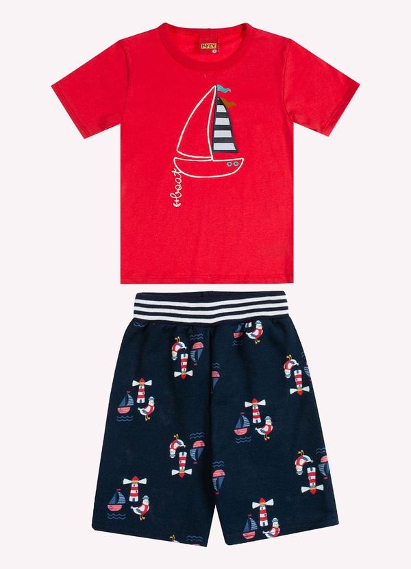 Conjunto Infantil Menino Bordado Vermelho