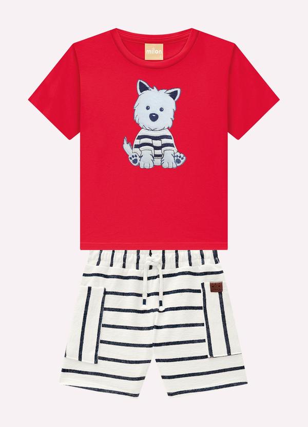 Vista 2 Conjunto Infantil Menino Bordado Vermelho Kyly Kyly