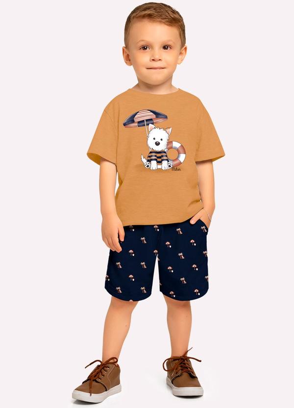 Vista 2 Conjunto Infantil Menino Cachorrinho Marrom Milon Milon