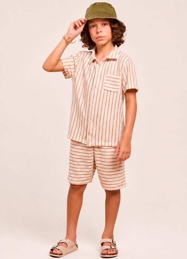 Conjunto Infantil Menino Camisa Tricot Listrada de