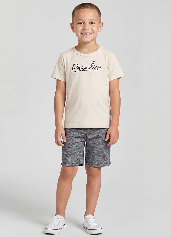 Conjunto Infantil Menino Camiseta e Bermuda Bege