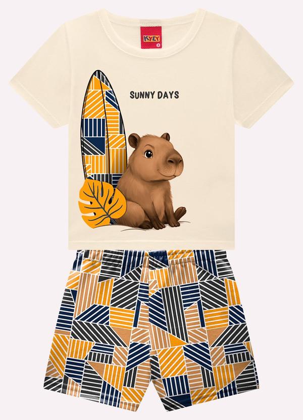 Conjunto Infantil Menino Capivara Bege