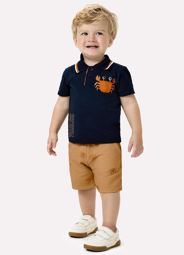 Conjunto Infantil Menino Caranguejo Azul Marinho