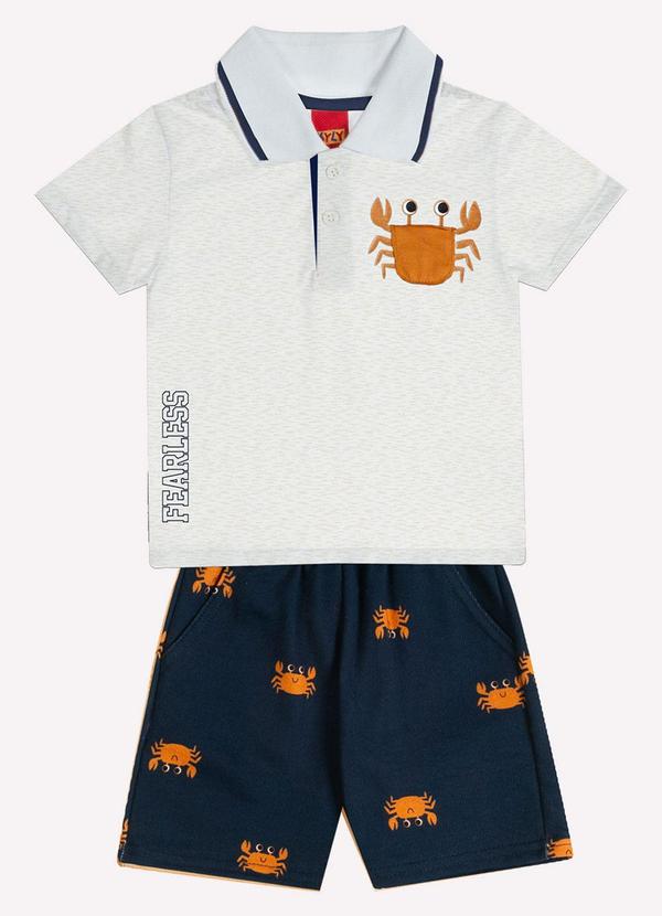 Vista 2 Conjunto Infantil Menino Caranguejo Cinza Kyly Kyly
