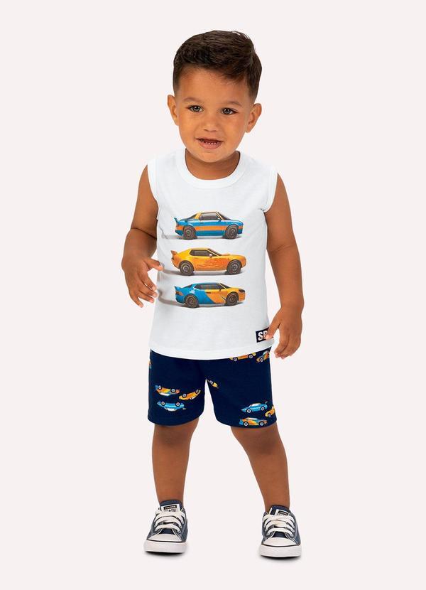 Conjunto Infantil Menino Carros Branco
