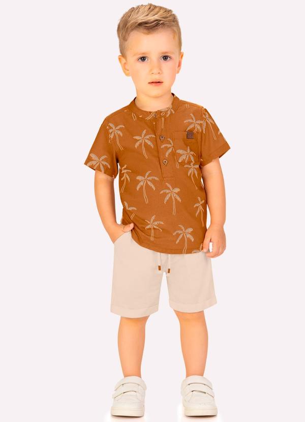 Vista 2 Conjunto Infantil Menino Coqueiros Amarelo Milon Milon