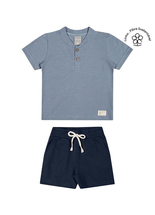 Vista 2 Conjunto Infantil Menino Curto Botões Azul Colorittá Colorittá