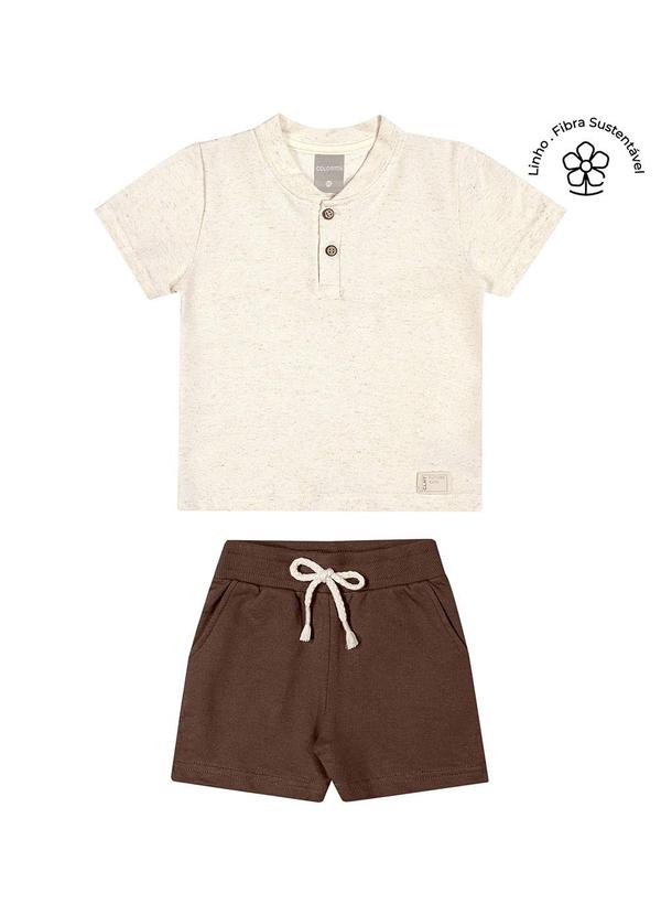 Vista 2 Conjunto Infantil Menino Curto Botões Bege Colorittá Colorittá