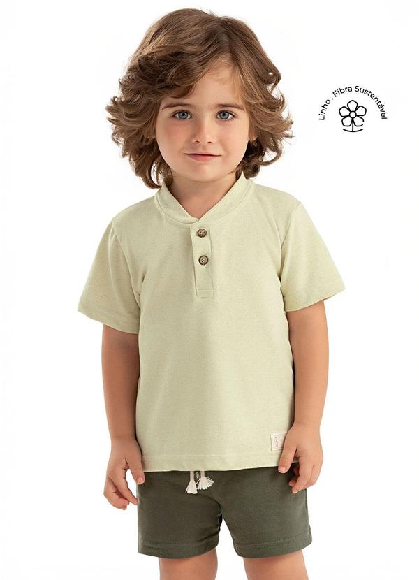 Vista 2 Conjunto Infantil Menino Curto Botões Verde Colorittá Colorittá
