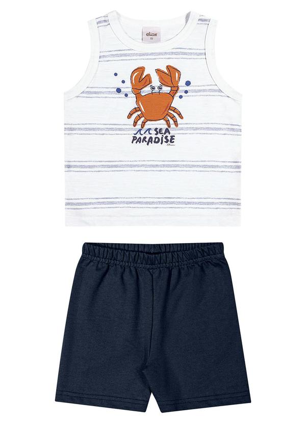 Vista 2 Conjunto Infantil Menino Curto Caranguejo Branco Elian Elian