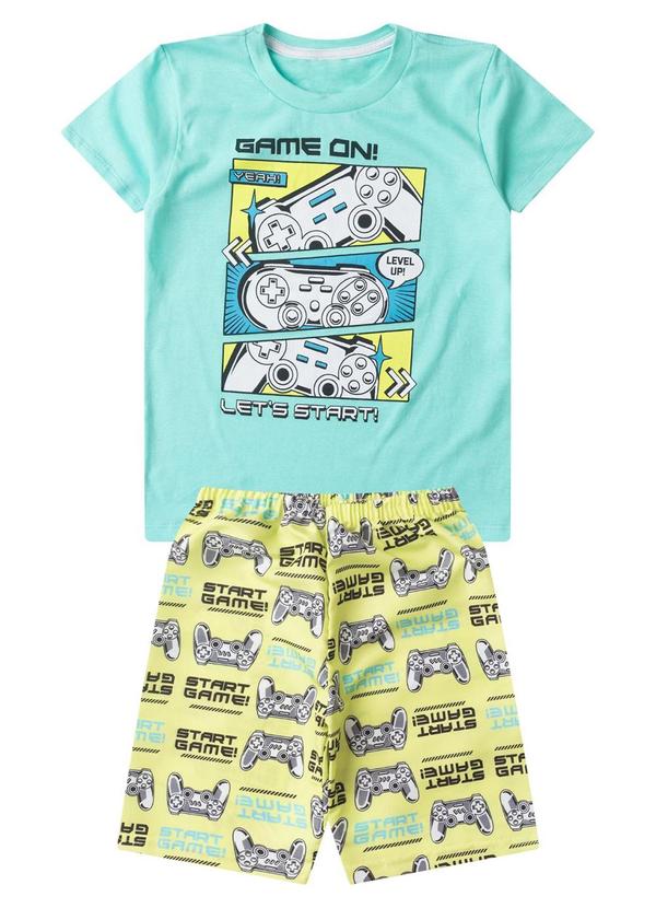 Conjunto Infantil Menino Curto Estampado Azul