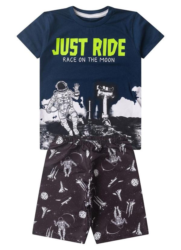 Vista 2 Conjunto Infantil Menino Curto Estampado Azul Select Select
